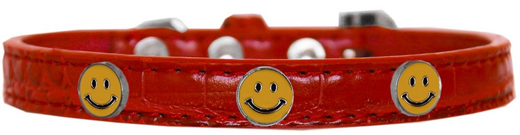 Happy Face Widget Croc Dog Collar Red Size 18